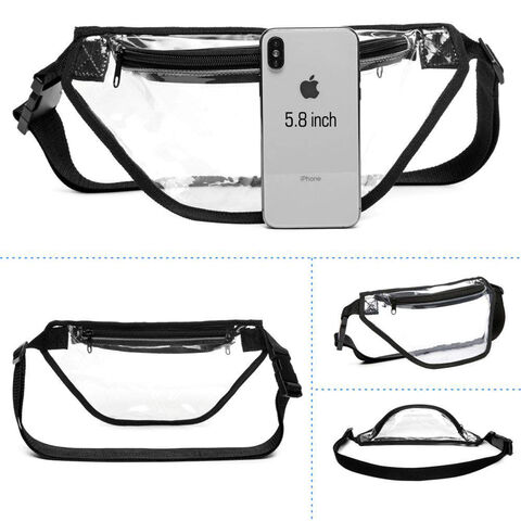 Vente en gros d'usine de sacs banane en PVC, sac de rangement transparent pour pièces de monnaie, idéal pour les loisirs et le sport