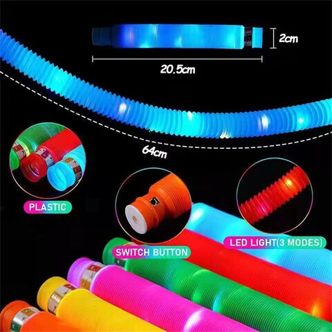 Leuchtendes Pop Tube Neuheit DIY Stressabbau Sensorisches Zappelspielzeug Flexibles Rohrspielzeug mit LED-Licht