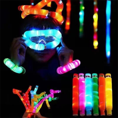 Leuchtendes Pop Tube Neuheit DIY Stressabbau Sensorisches Zappelspielzeug Flexibles Rohrspielzeug mit LED-Licht