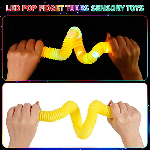 Leuchtendes Pop Tube Neuheit DIY Stressabbau Sensorisches Zappelspielzeug Flexibles Rohrspielzeug mit LED-Licht