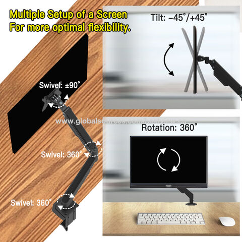 Support de Moniteur Double Ressort à Gaz pour Bureau, Bras de Moniteur d'Ordinateur pour 17"-32" D308AS-#5116