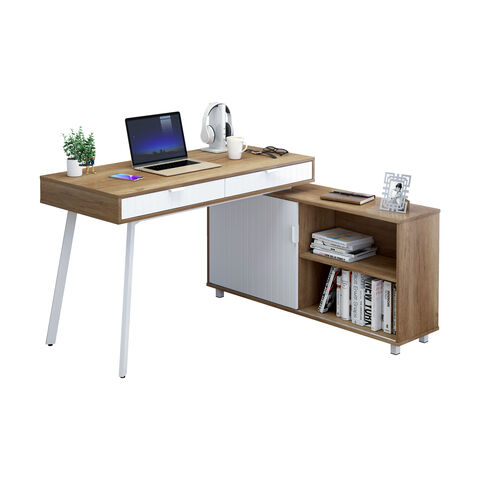 Mesa de computador em forma de L para escritório e casa com gavetas e armários de arquivo de grande espaço, venda direta da fábrica OLIN