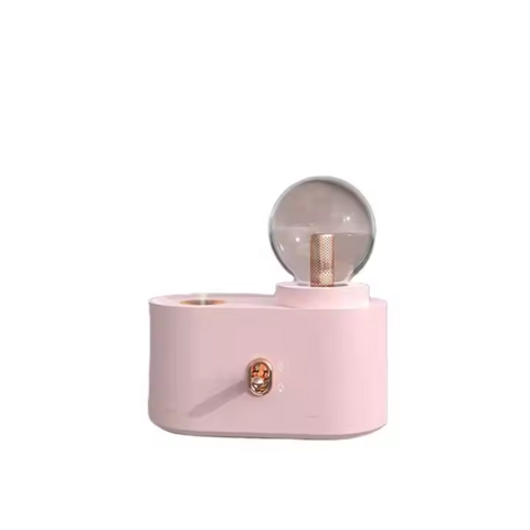 Humidificador ultrasónico de escritorio para hogar con bombilla de color macaron, mini atomizador creativo con luz ambiental, humidificador de aromaterapia recargable por USB