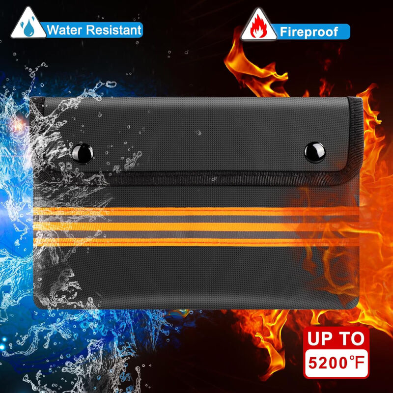 Fireproof Safe Storage Pouch For Valuables Fireproof Money Bag For Cash ...