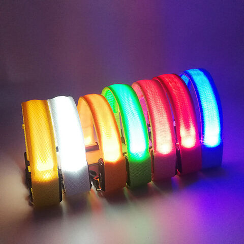Luces LED collar de perro para perro ajustable poliéster resplandor noche PET accesorios luminoso intermitente collar mascotas suministros