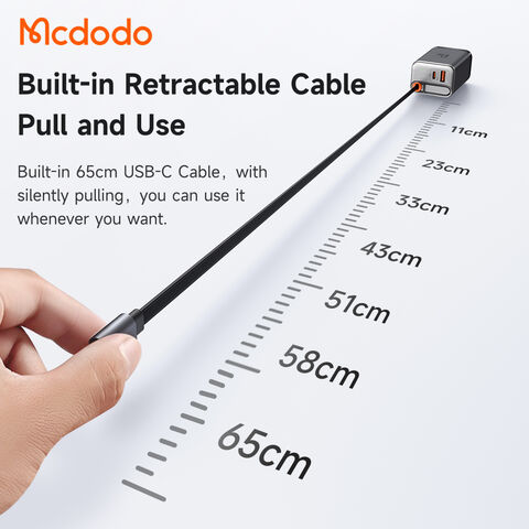 Mcdodo 411 FreeGo 67W Chargeur GaN Rétractable avec Câble US, Écran d'Affichage, Charge PD 45W 30W avec Câble 60W 65cm, Parfait pour les Voyages d'Affaires