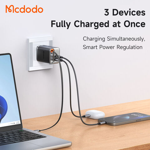 Mcdodo 411 FreeGo 67W Chargeur GaN Rétractable avec Câble US, Écran d'Affichage, Charge PD 45W 30W avec Câble 60W 65cm, Parfait pour les Voyages d'Affaires