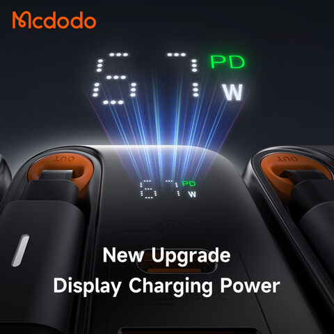 Mcdodo 411 FreeGo 67W Chargeur GaN Rétractable avec Câble US, Écran d'Affichage, Charge PD 45W 30W avec Câble 60W 65cm, Parfait pour les Voyages d'Affaires