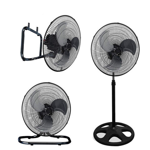 Ventilador industrial cromado de metal 3 en 1, de 18'' 20'' pulgadas, para suelo, pared y soporte