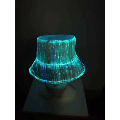 Bob LED Lumineux AI-MICH, Ajustable, Tissu Léger, Parfait pour Concerts, Raves, Fêtes, Chapeau de Pêche