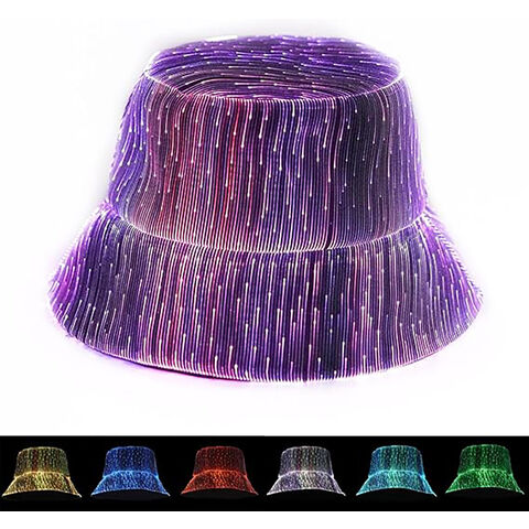 Bob LED Lumineux AI-MICH, Ajustable, Tissu Léger, Parfait pour Concerts, Raves, Fêtes, Chapeau de Pêche