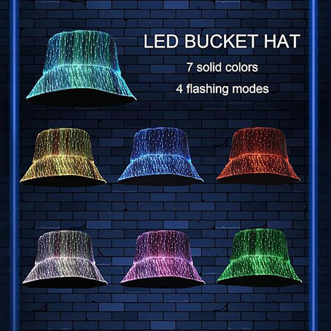 Bob LED Lumineux AI-MICH, Ajustable, Tissu Léger, Parfait pour Concerts, Raves, Fêtes, Chapeau de Pêche