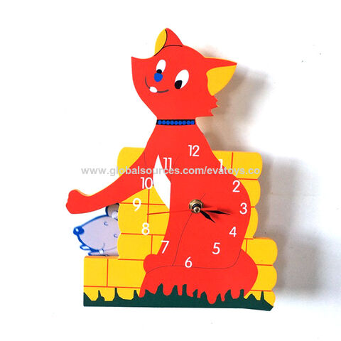 Neue, kreative Wanduhren aus Holz für Kinder W14K024