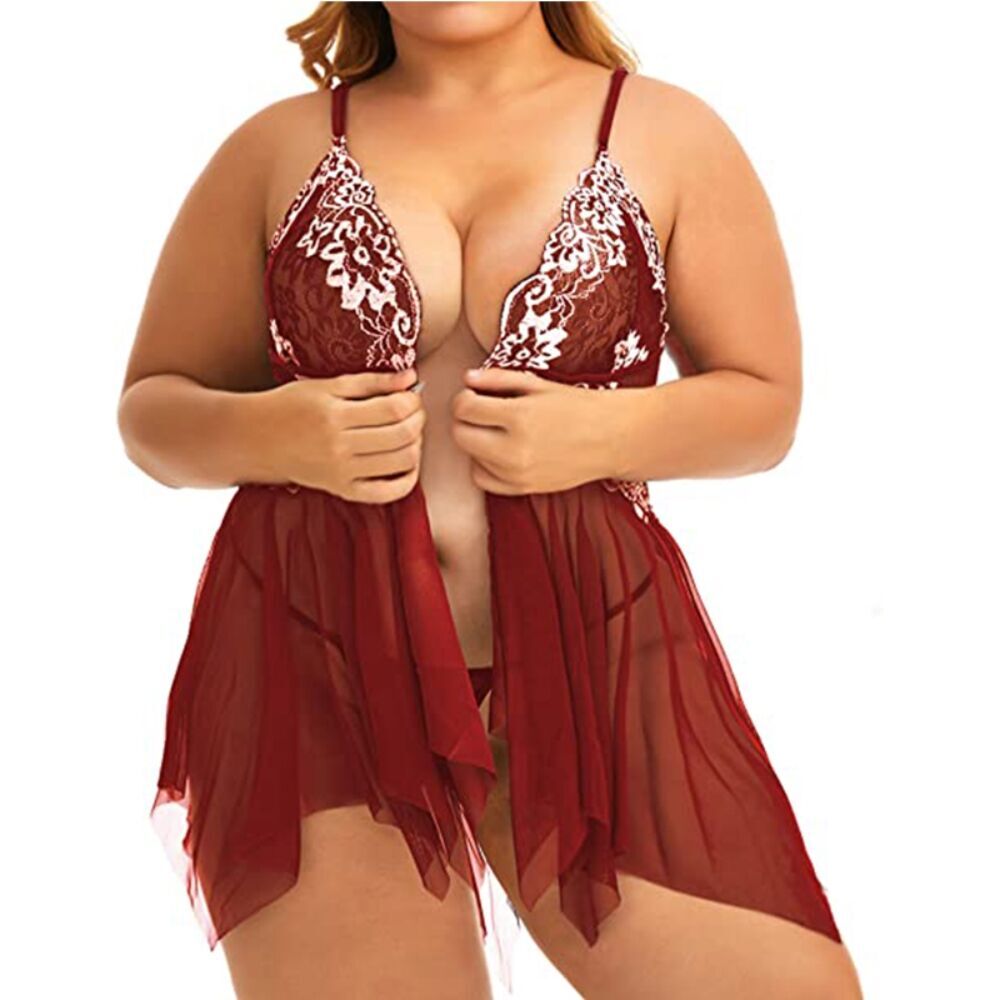 sexy lingerie on vimeo Plus Size Lingerie For Women Sleepwear Set Lace Babydoll Chemise V Neck  Nightgown Sexy Nightdress Maternity Negligee S-5xl $3.652