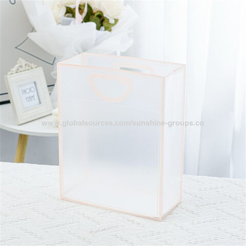 Sac transparent givré avec poignée trouée, sac cadeau en PVC, sac d'emballage cadeau pour bonbons de mariage