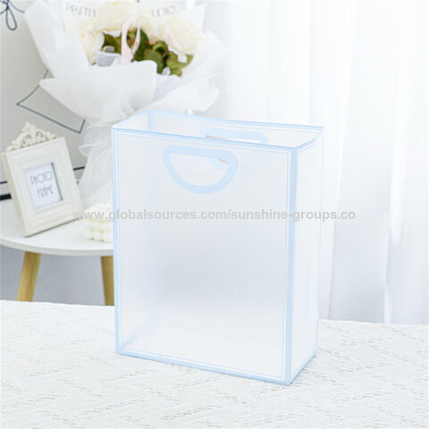 Sac transparent givré avec poignée trouée, sac cadeau en PVC, sac d'emballage cadeau pour bonbons de mariage