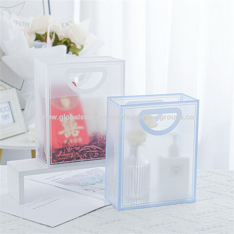 Sac transparent givré avec poignée trouée, sac cadeau en PVC, sac d'emballage cadeau pour bonbons de mariage