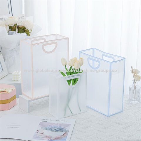 Sac transparent givré avec poignée trouée, sac cadeau en PVC, sac d'emballage cadeau pour bonbons de mariage