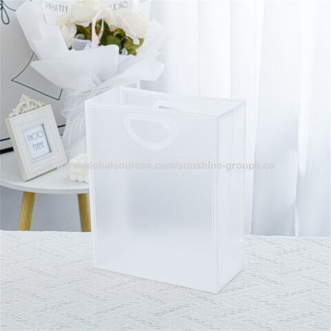 Sac transparent givré avec poignée trouée, sac cadeau en PVC, sac d'emballage cadeau pour bonbons de mariage