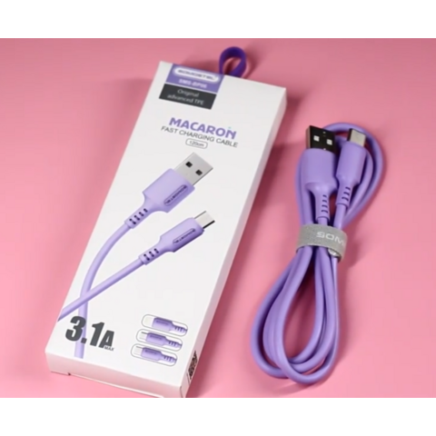 Câble de Données USB Charge Rapide 3.1A Type C 1.2m somostel de Haute Qualité, Couleurs Macaron, pour Téléphone Mobile, Directement de l'Usine en Chine