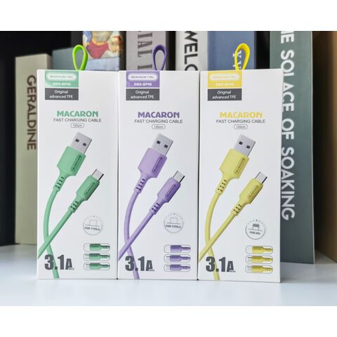 Câble de Données USB Charge Rapide 3.1A Type C 1.2m somostel de Haute Qualité, Couleurs Macaron, pour Téléphone Mobile, Directement de l'Usine en Chine