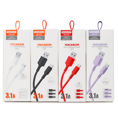 Câble de Données USB Charge Rapide 3.1A Type C 1.2m somostel de Haute Qualité, Couleurs Macaron, pour Téléphone Mobile, Directement de l'Usine en Chine