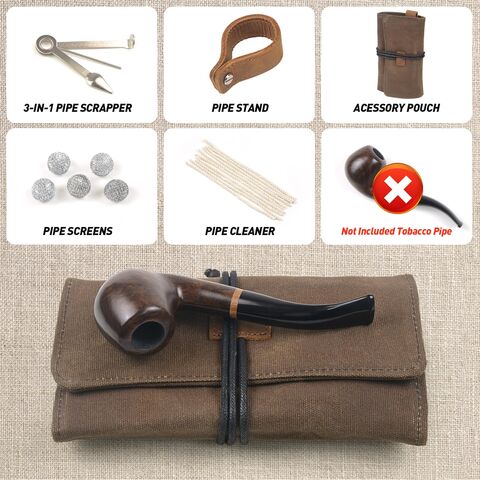 Tubo de fumar tabaco bolsa tubo de lona rollo, tubo de tabaco bolsa caso bolsa, hecho a mano pipa de fumar organizador de almacenamiento