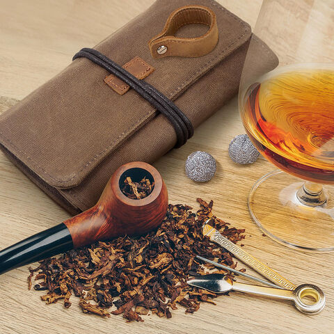 Tubo de fumar tabaco bolsa tubo de lona rollo, tubo de tabaco bolsa caso bolsa, hecho a mano pipa de fumar organizador de almacenamiento