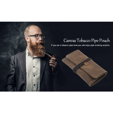 Tubo de fumar tabaco bolsa tubo de lona rollo, tubo de tabaco bolsa caso bolsa, hecho a mano pipa de fumar organizador de almacenamiento