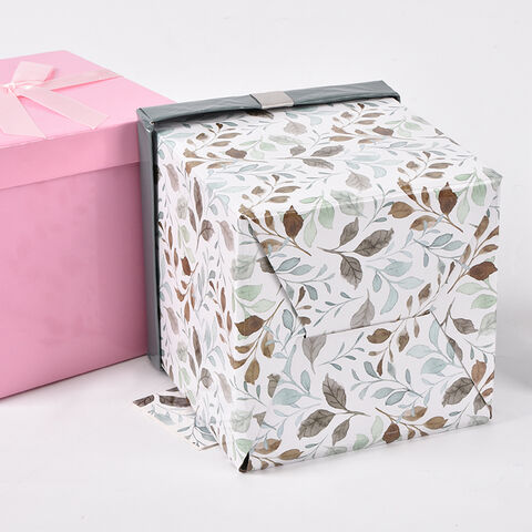 Boîte cadeau de luxe personnalisée en papier, boîte carrée en carton fantaisie avec ruban et étiquette, boîte d'emballage cadeau en gros avec couvercle