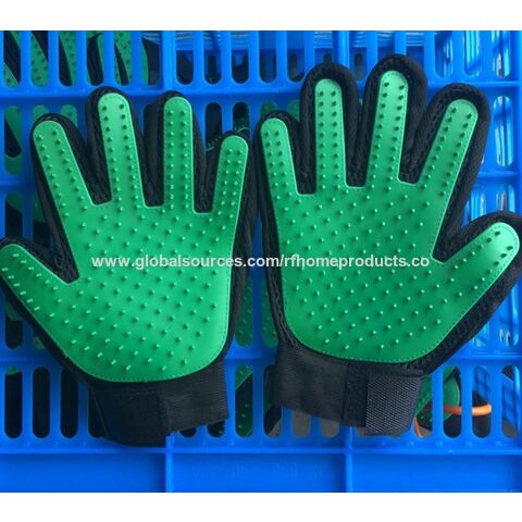 Cepillo de guante de masaje de goma para baño de perros y gatos - Guantes removedores de pelo para mascotas