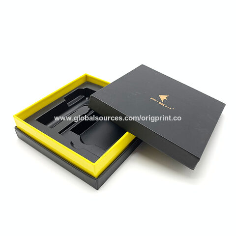 Boîte Cadeau Carrée Écologique avec Logo Personnalisé, Lamination Brillante et Intérieur avec Plateau en Plastique pour Emballage Cadeau
