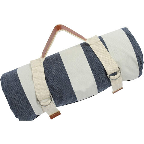 Couverture de Pique-Nique Imperméable Portable avec Sangle de Transport pour Tapis de Plage ou Fête de Camping Familiale en Plein Air (Larges Rayures)