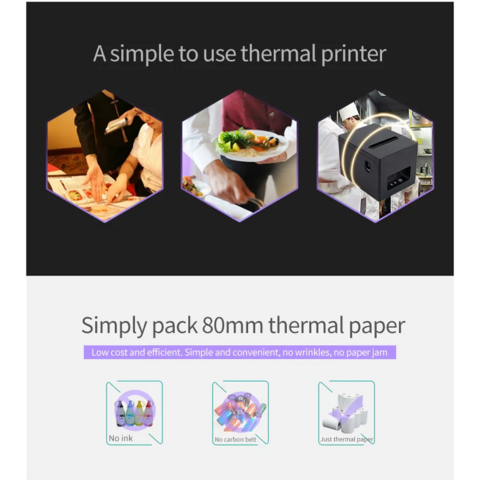 Hochgeschwindigkeits 80mm Tintenlose Thermodrucker mit USB-Schnittstelle 203dpi auf Lager für Supermärkte und Restaurants