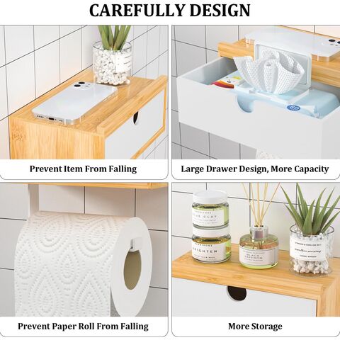 Porte-Papier De Toilette Mural, Boîte De Rangement De Papier Hygiénique Imperméable Avec Prises Porte-Papier De Toilette Mural, Boîte De Rangement De Papier Hygiénique Imperméable Avec Prises