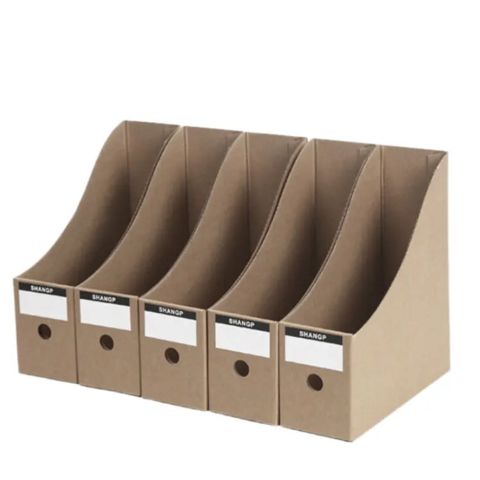 Cajas de archivo de cartón Kraft al por mayor personalizadas para escritorio de oficina, almacenamiento de libros y revistas