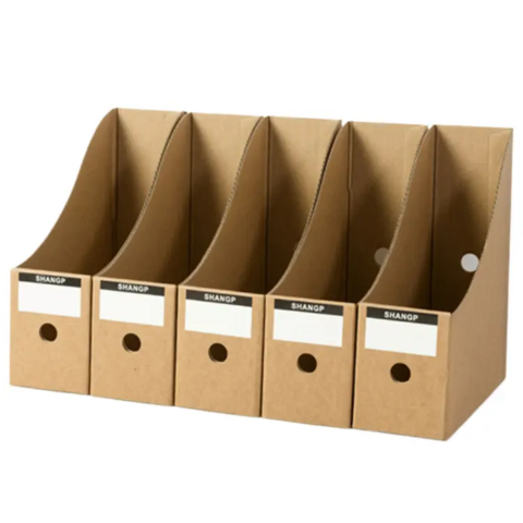 Cajas de archivo de cartón Kraft al por mayor personalizadas para escritorio de oficina, almacenamiento de libros y revistas