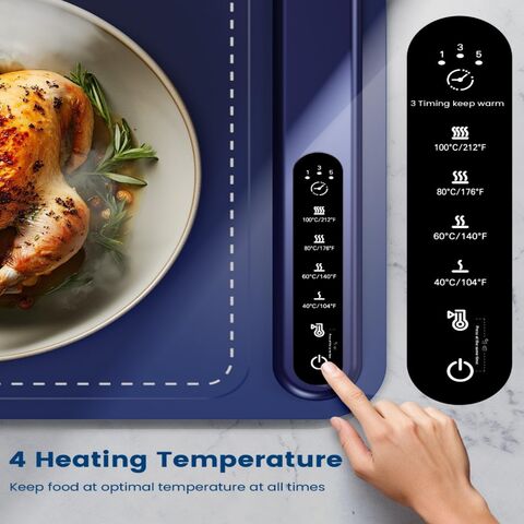 Tapete Aquecedor de Alimentos - Bandeja Elétrica de Aquecimento Rápido em Silicone com 4 Níveis de Temperatura, Pés Elevados Protegem a Mesa