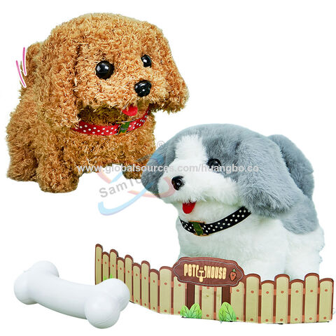 Perro eléctrico simulado de peluche, cachorro eléctrico que puede caminar, ladrar, asentir y menear la cola, juguete para niños