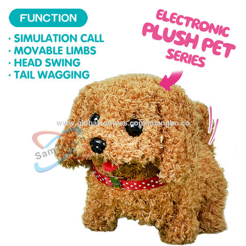 Perro eléctrico simulado de peluche, cachorro eléctrico que puede caminar, ladrar, asentir y menear la cola, juguete para niños