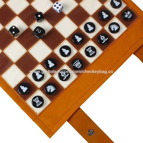 Jeu d'échecs et de backgammon 2 en 1 enroulable, portable en microfibre, jeu de voyage enroulable, jeu de backgammon en cuir