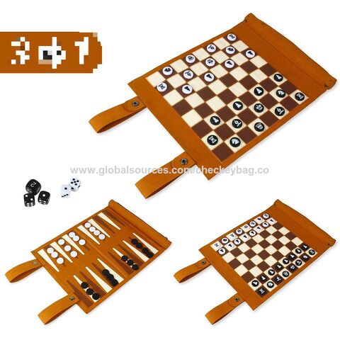 Jeu d'échecs et de backgammon 2 en 1 enroulable, portable en microfibre, jeu de voyage enroulable, jeu de backgammon en cuir