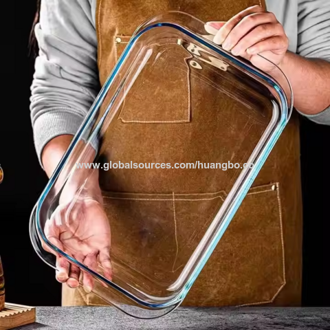 Fuente para horno de vidrio borosilicato alto 1/1.6/2.4/3L resistente al calor, bandeja rectangular para pescado, utensilios de cocina, apta para microondas, uso doméstico