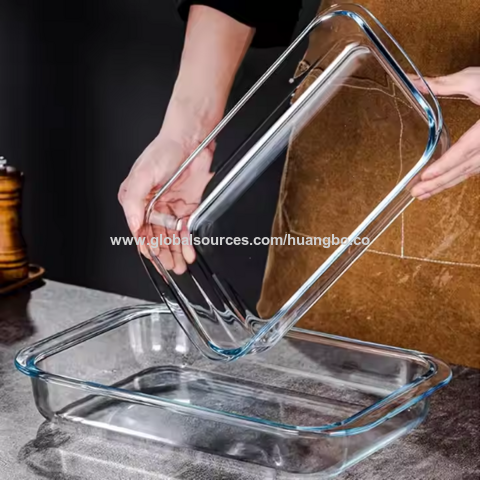 Fuente para horno de vidrio borosilicato alto 1/1.6/2.4/3L resistente al calor, bandeja rectangular para pescado, utensilios de cocina, apta para microondas, uso doméstico