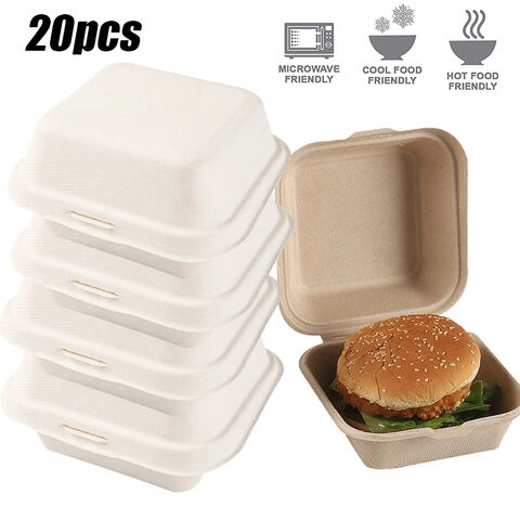 Cajas de almuerzo ecológicas desechables de fabricante de gran venta 2024, contenedor de panadería, fruta, hamburguesa, pastel, preparación de alimentos, 20/40/5