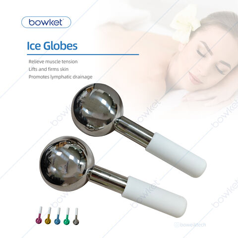 BOWKET Rotierender Gesichtsroller für Hautpflege und Schönheit, Kühlkugeln, Kryo-Massageball, Mini-Eisglobes aus Edelstahl für Gesichtsbehandlungen