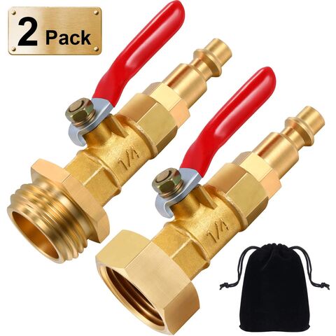 Raccord Rapide Mâle 1/4 Pouce avec Filetage 3/4" et Vanne à Boisseau Sphérique 1/4 Pouce en Laiton pour Hivernage