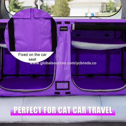 Portador de gato grande con caja de arena portador de viaje para mascotas para múltiples gatos portador plegable suave para viajes de larga distancia
