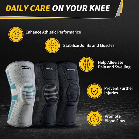 Zweiteilige Kniebandage für Damen und Herren, mit PMMA-Seitenstabilisator und Patellapolster, Knieorthese für Hemiharthritis und Sportbandage.