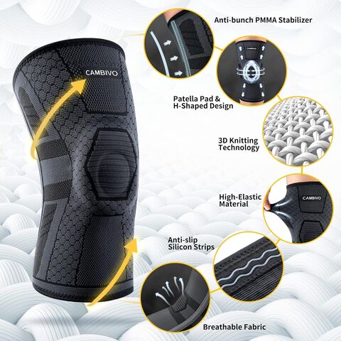 Rodillera de dos piezas para hombre y mujer, con estabilizador lateral de PMMA y almohadilla rotuliana, soporte para hemiartritis y vendaje deportivo.